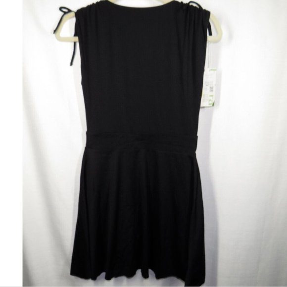 Halara Black Low Cut V-Neck Ruched Shoulder Mini Dress Size XS - Picture 6 of 11